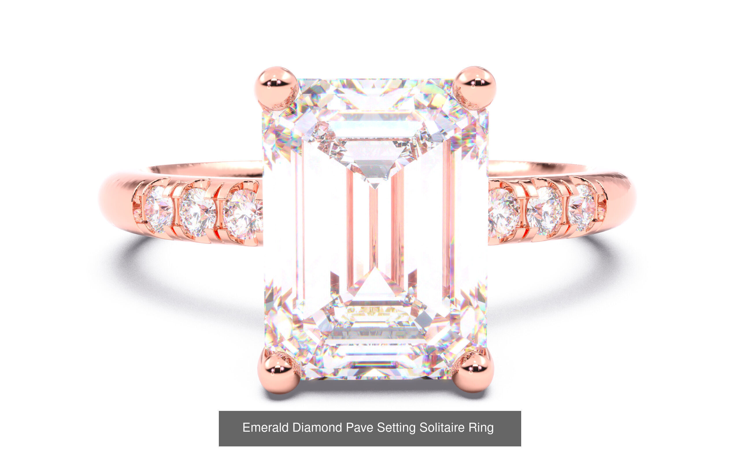 70  Solitaire rings in 10 Diamond Shapes that have Pave Setting  3D Model Collection_21