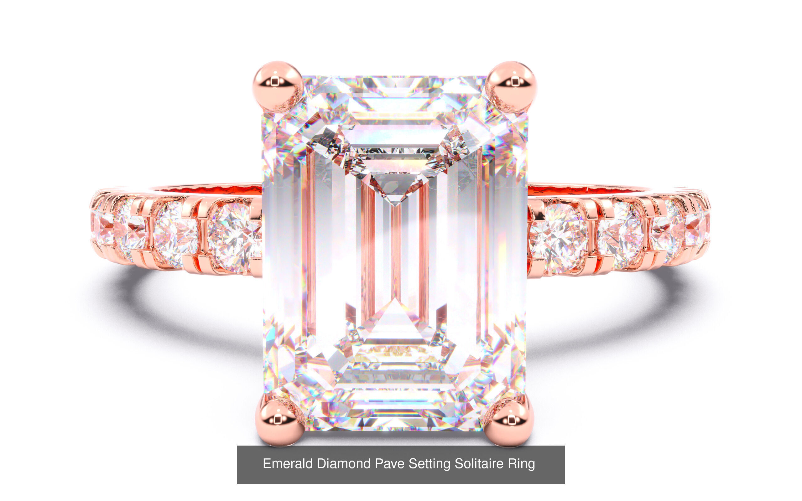 70  Solitaire rings in 10 Diamond Shapes that have Pave Setting  3D Model Collection_41