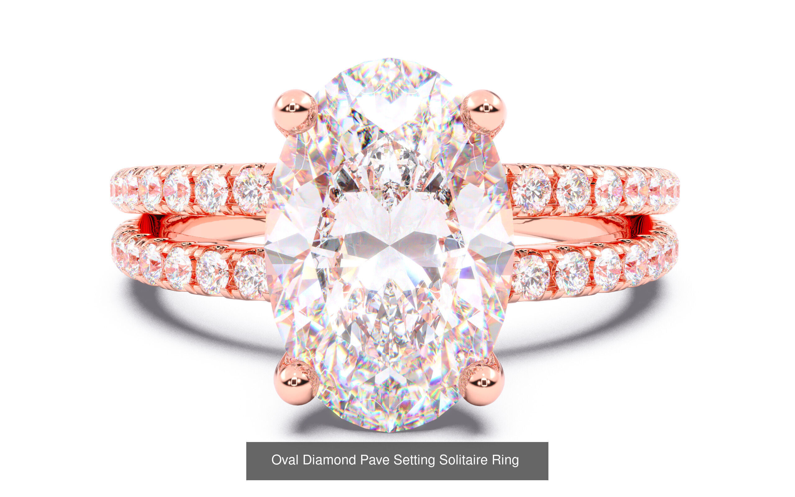 70  Solitaire rings in 10 Diamond Shapes that have Pave Setting  3D Model Collection_48