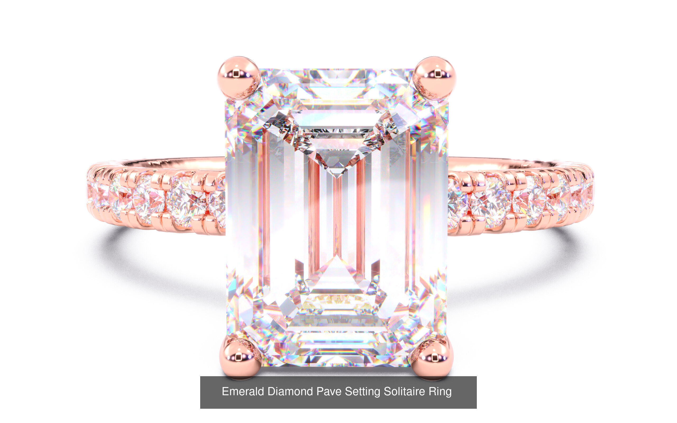 70  Solitaire rings in 10 Diamond Shapes that have Pave Setting  3D Model Collection_31