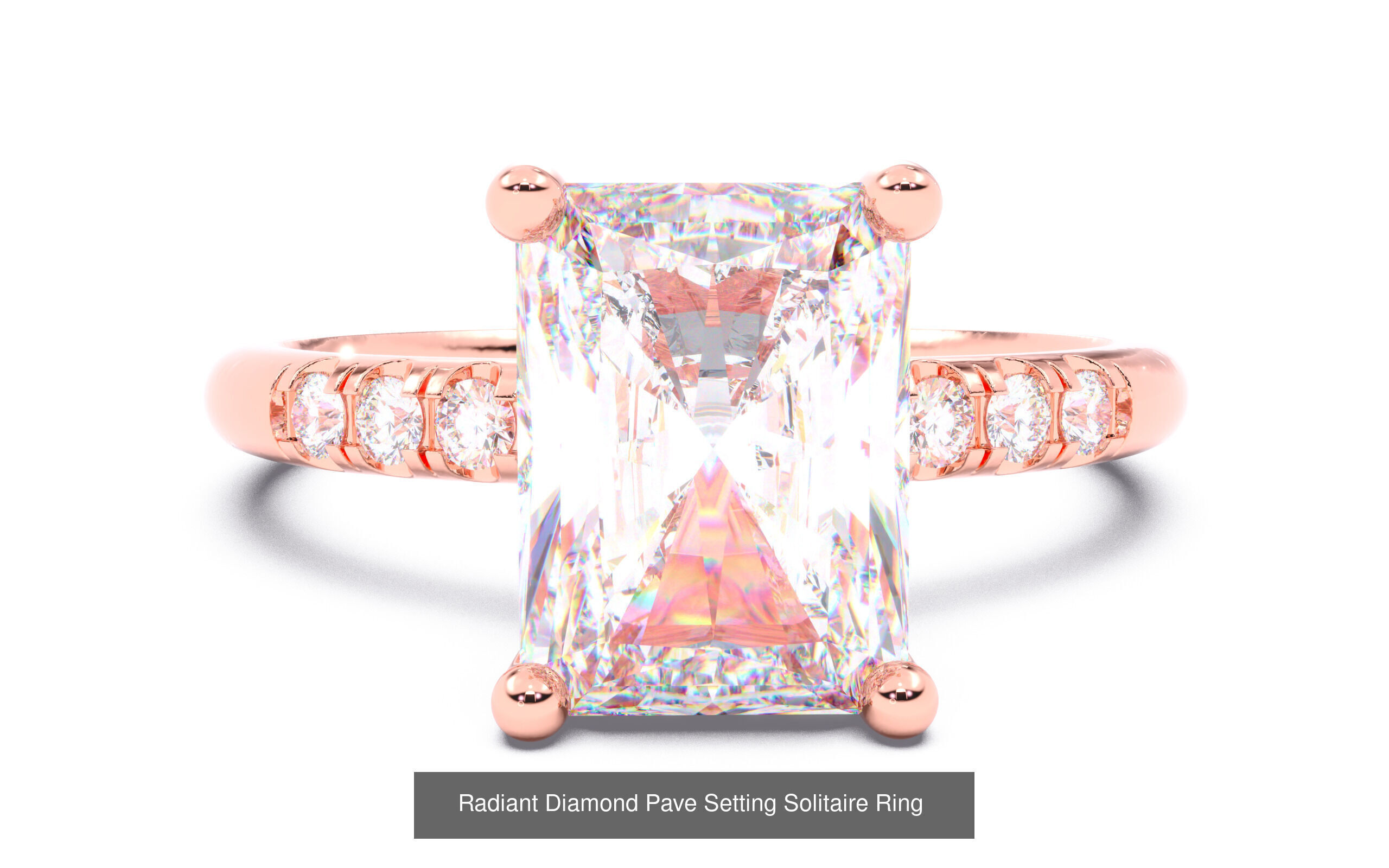 70  Solitaire rings in 10 Diamond Shapes that have Pave Setting  3D Model Collection_15