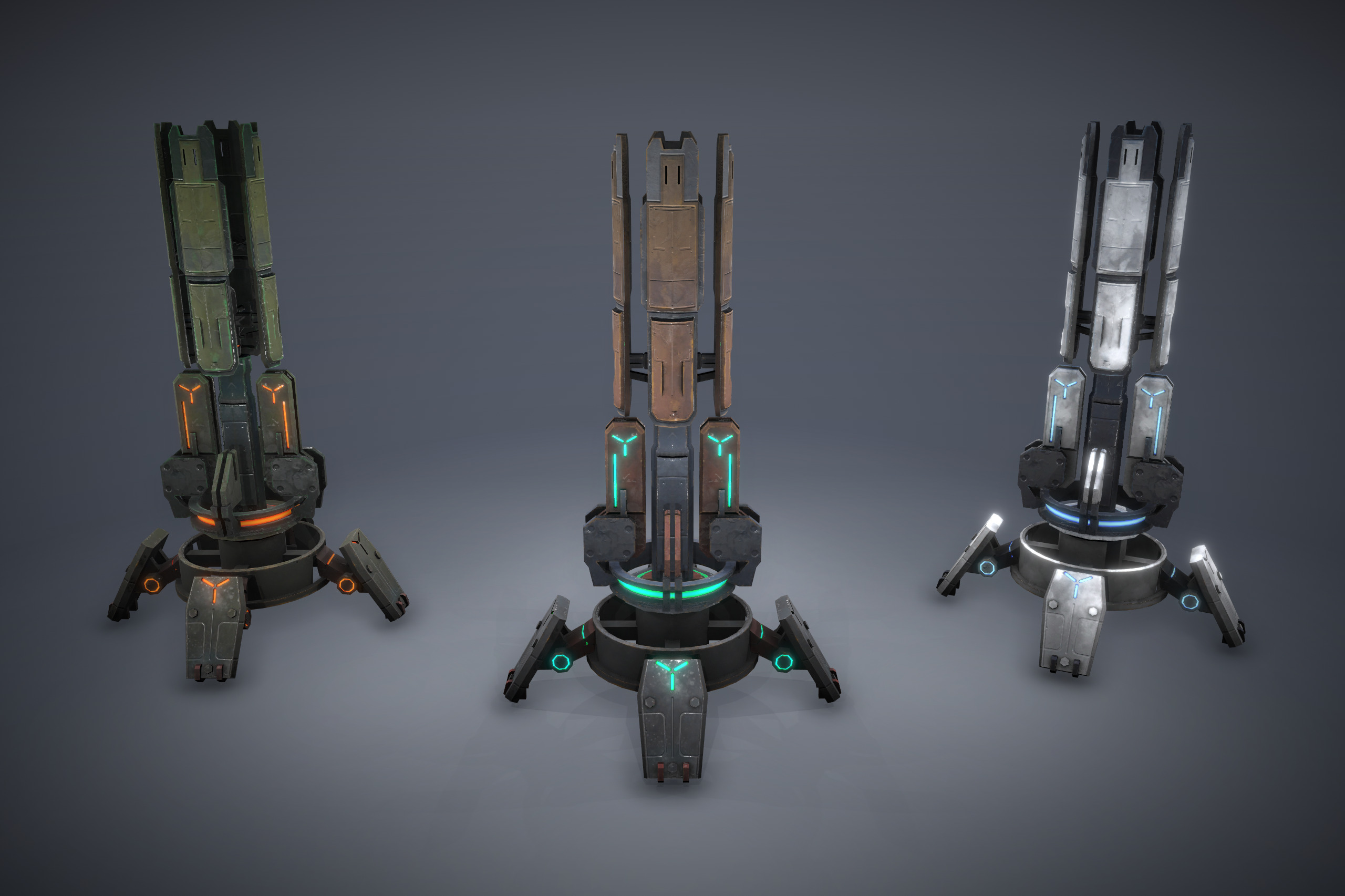 Tower Defence Sci-Fi Turrets Pack v2 Low-poly 3D model_7
