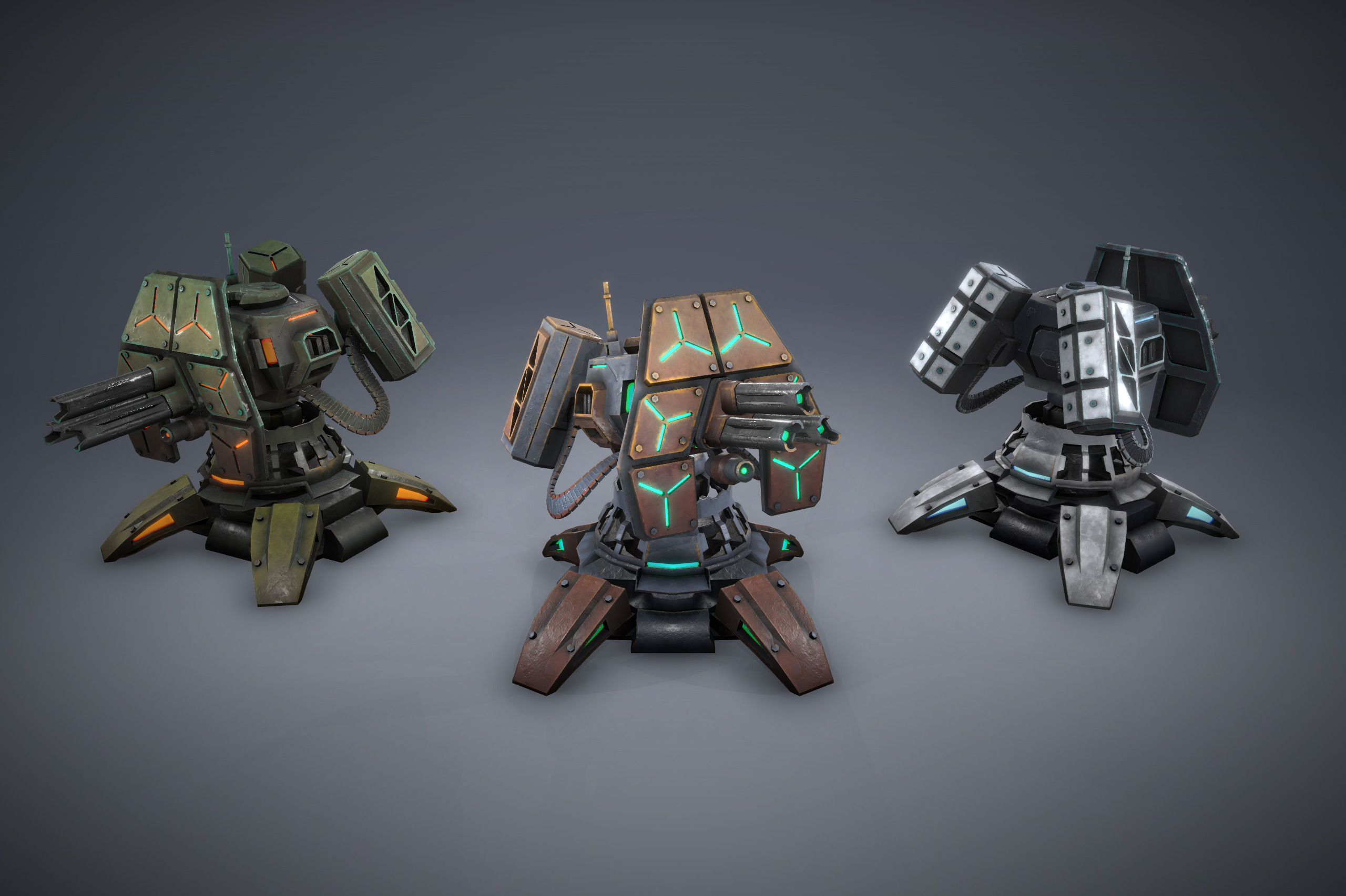 Tower Defence Sci-Fi Turrets Pack v2 Low-poly 3D model_4