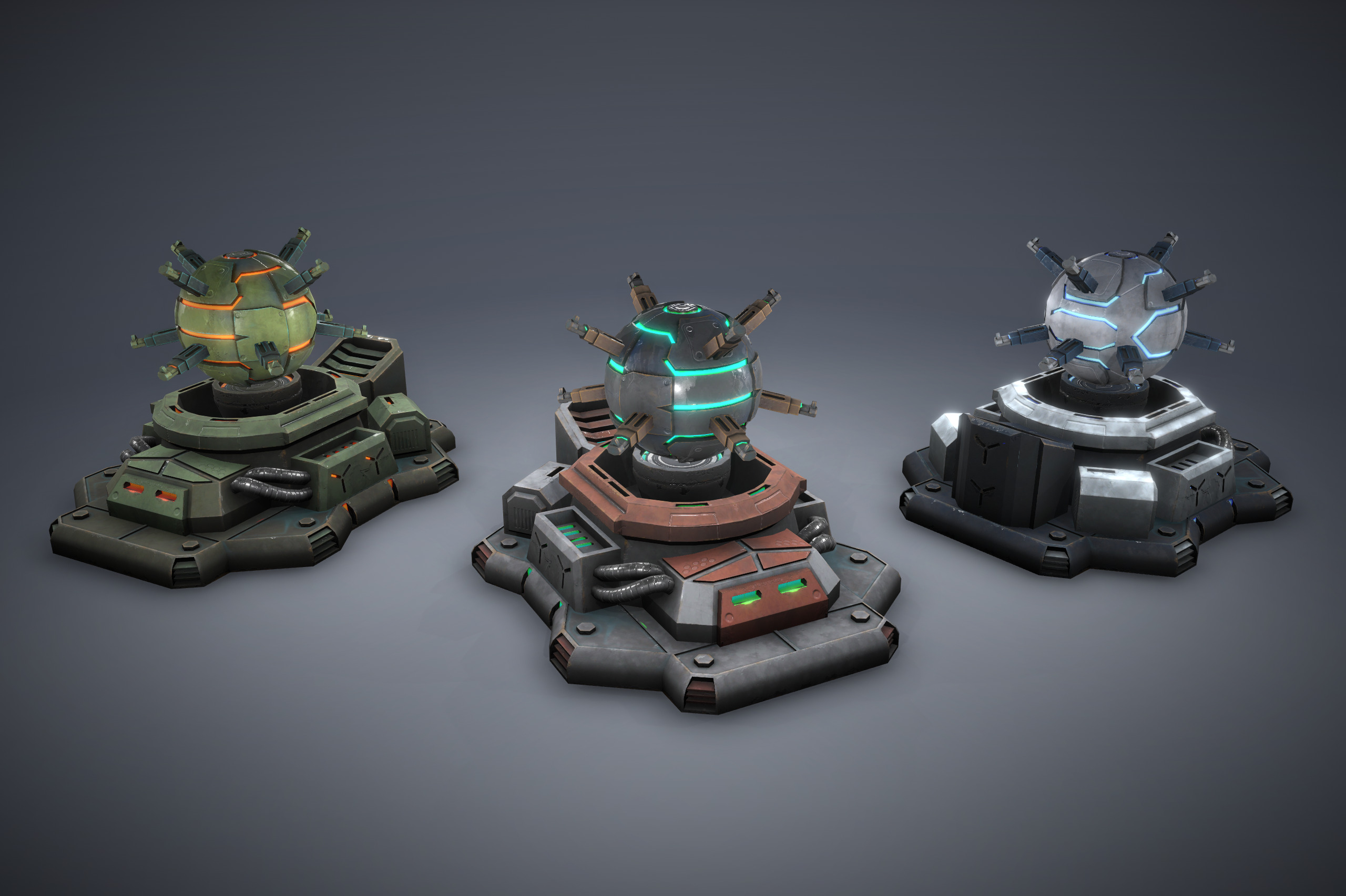 Tower Defence Sci-Fi Turrets Pack v2 Low-poly 3D model_8