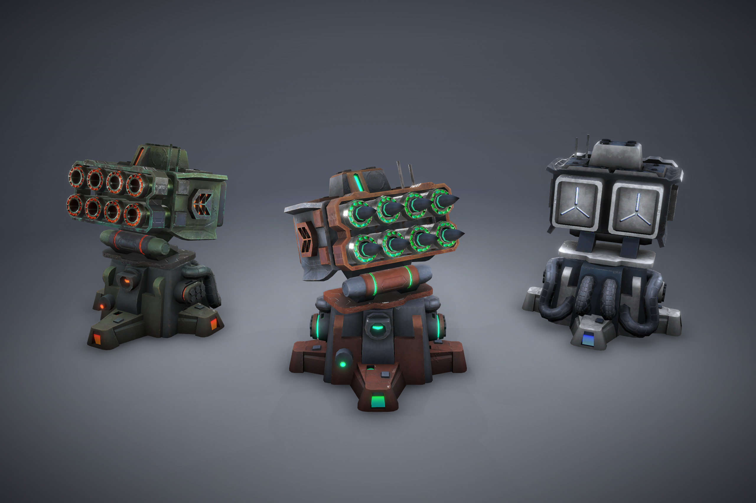 Tower Defence Sci-Fi Turrets Pack v2 Low-poly 3D model_10