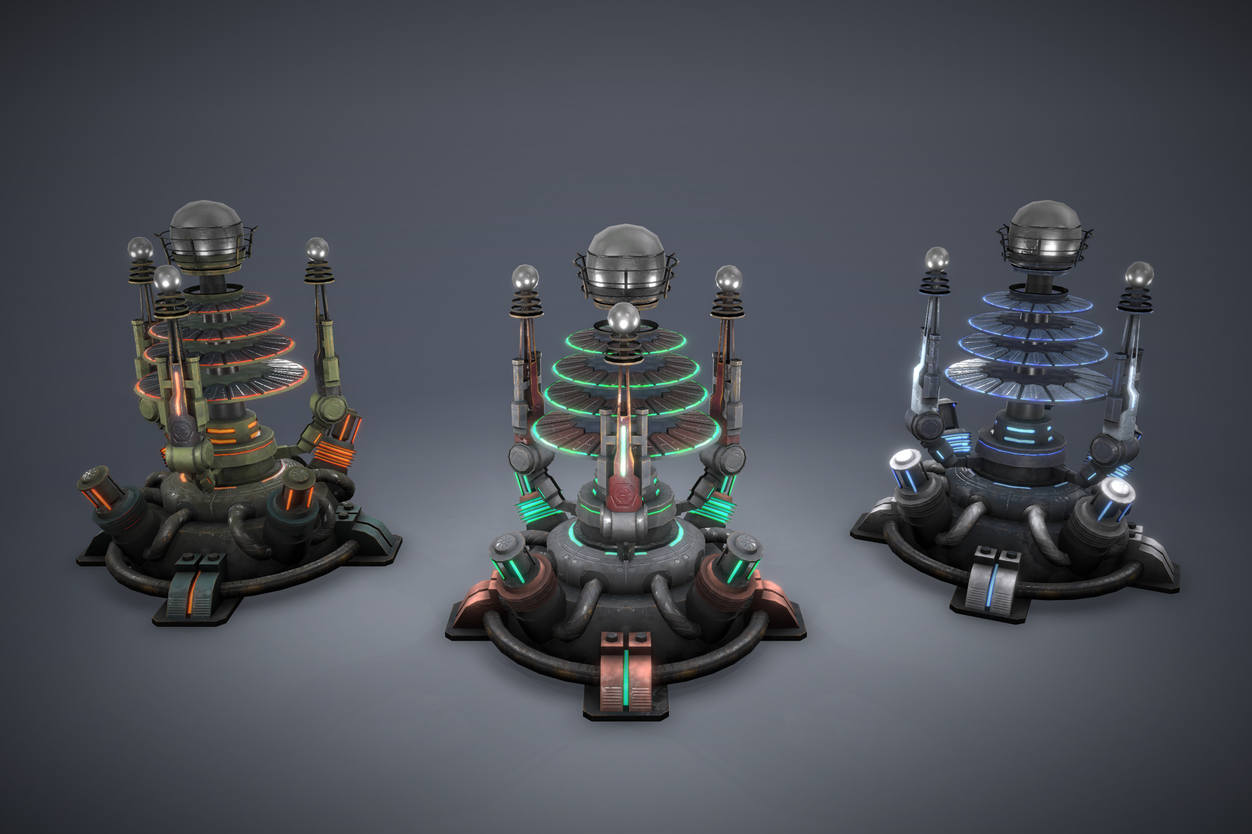 Tower Defence Sci-Fi Turrets Pack v2 Low-poly 3D model_9