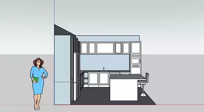 sketchup kitchen model detailed