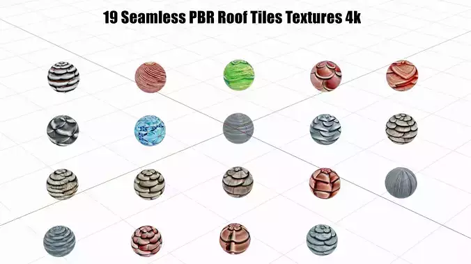 19 Seamless International Roof Tile PBR Textures 4k 3D model