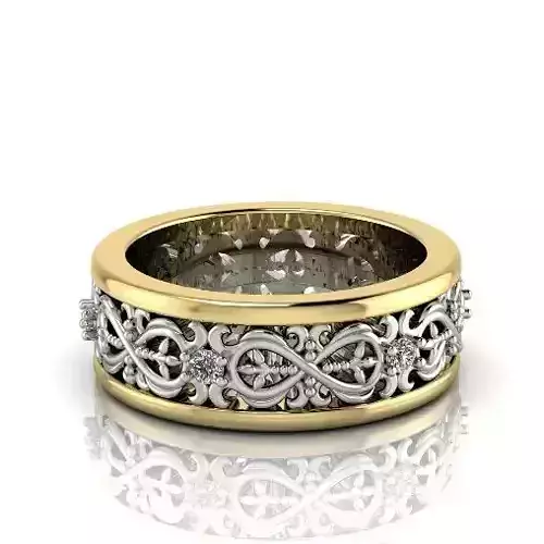 Womens wedding ring with patterns N012896