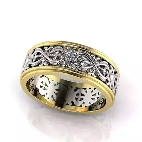 Mens wedding ring with patterns N012894