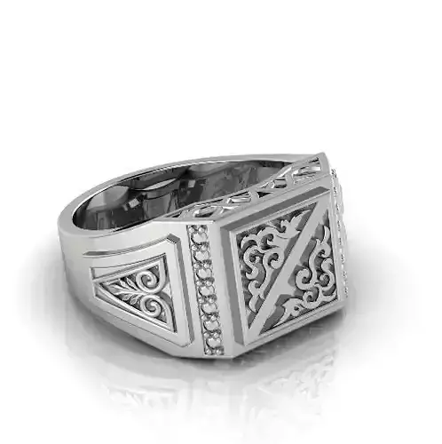 Mens ring with patterns N012893