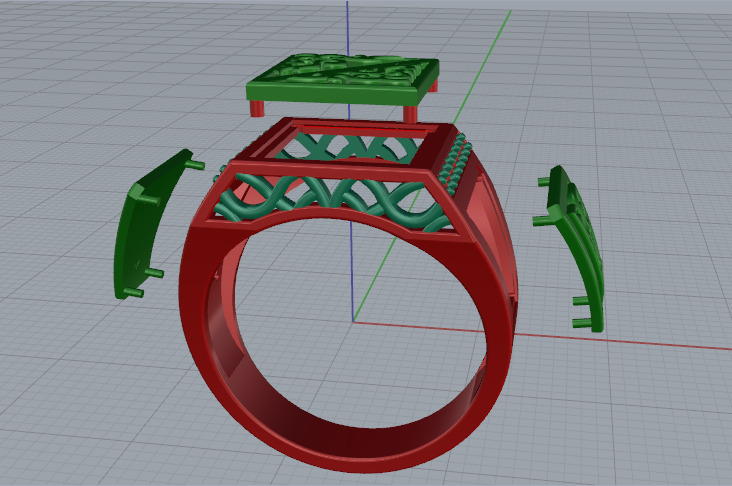 Mens ring with patterns N012893 3D print model_2