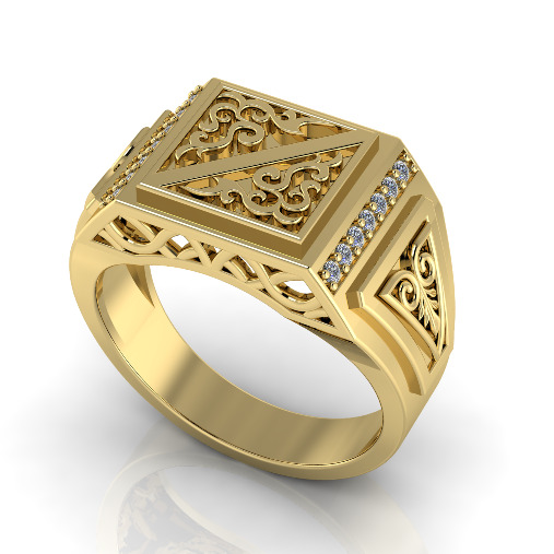 Mens ring with patterns N012893 3D print model_1