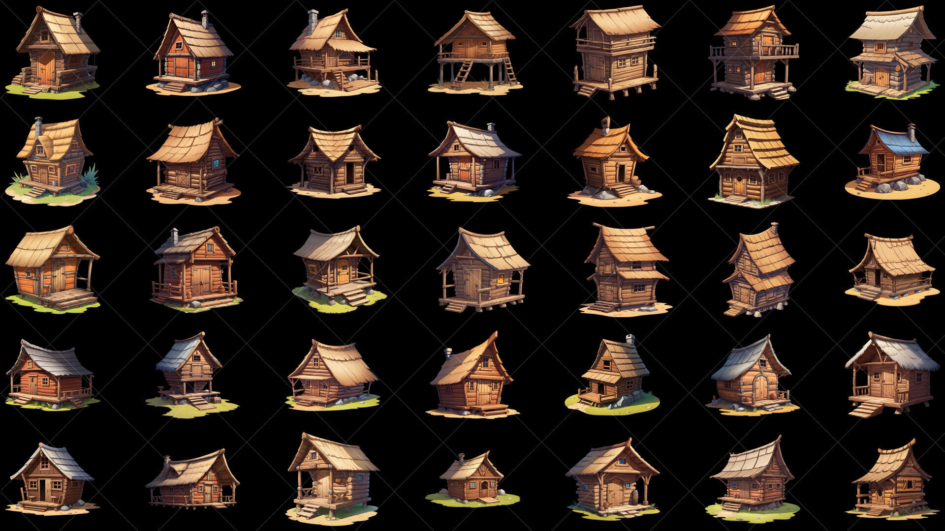 115 Transparent Wooden Hut Home House Game Asset Texture_1