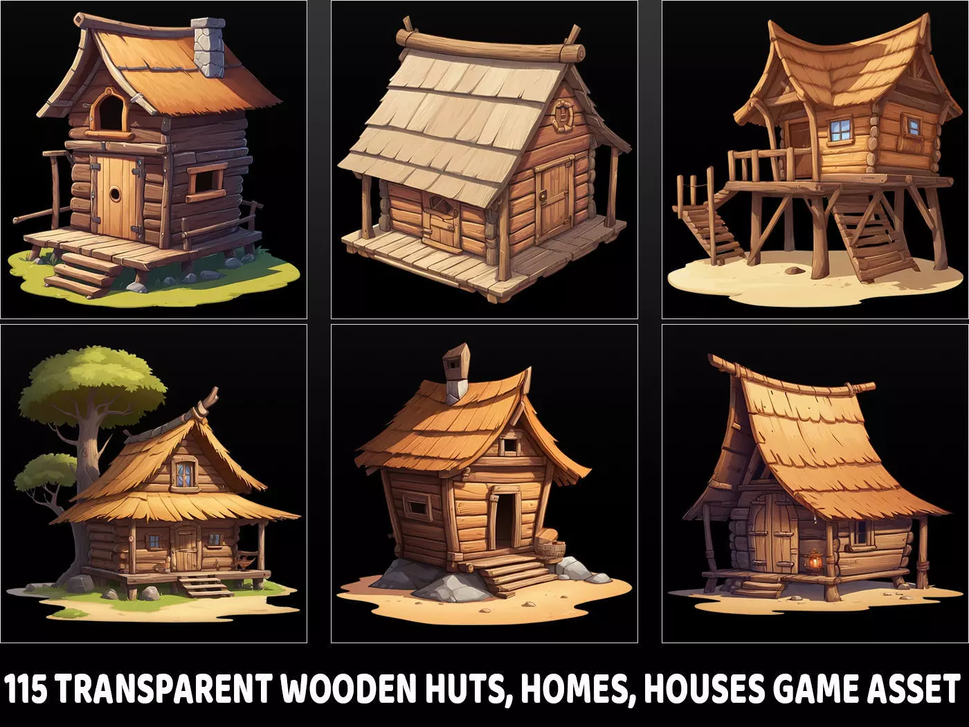 115 Transparent Wooden Hut Home House Game Asset Texture_0