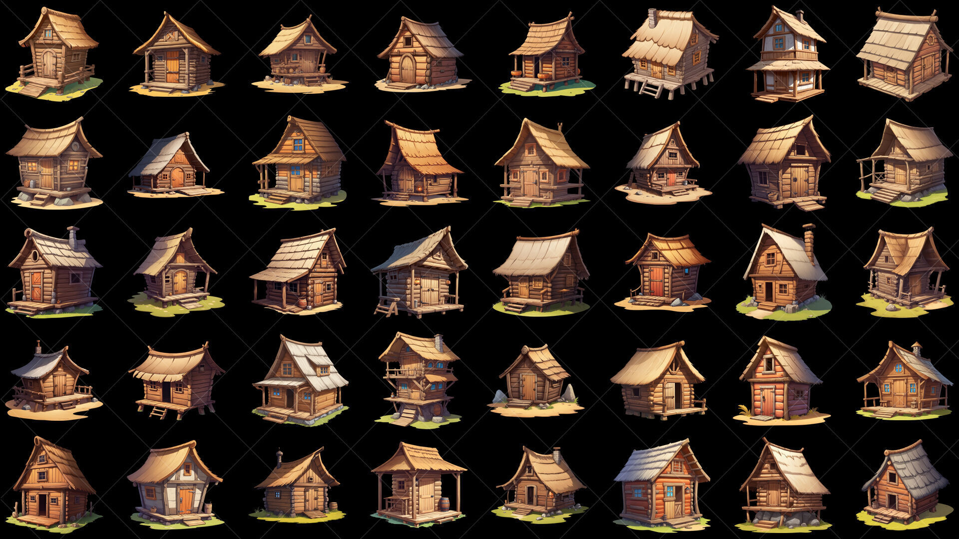 115 Transparent Wooden Hut Home House Game Asset Texture_3