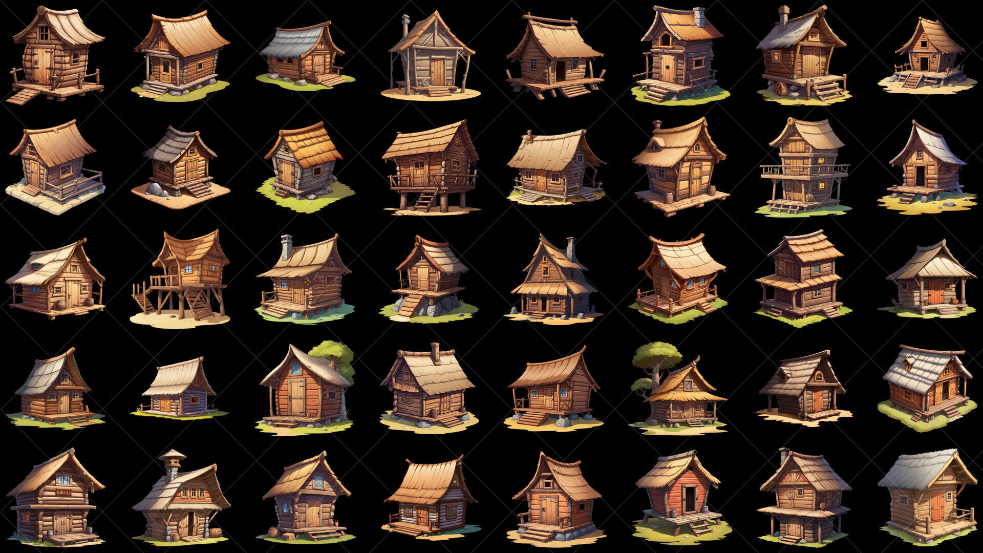 115 Transparent Wooden Hut Home House Game Asset Texture_2