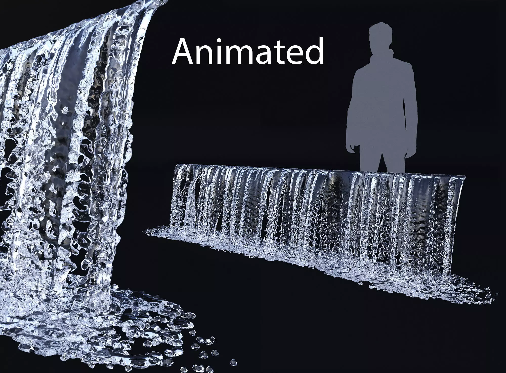 Animated Waterfall   350cm W - 80cm H  3D model_0