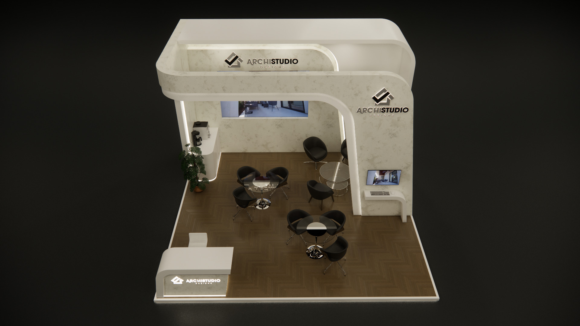 Exhibition booth design 6m x 6m 3D model 3D model_9