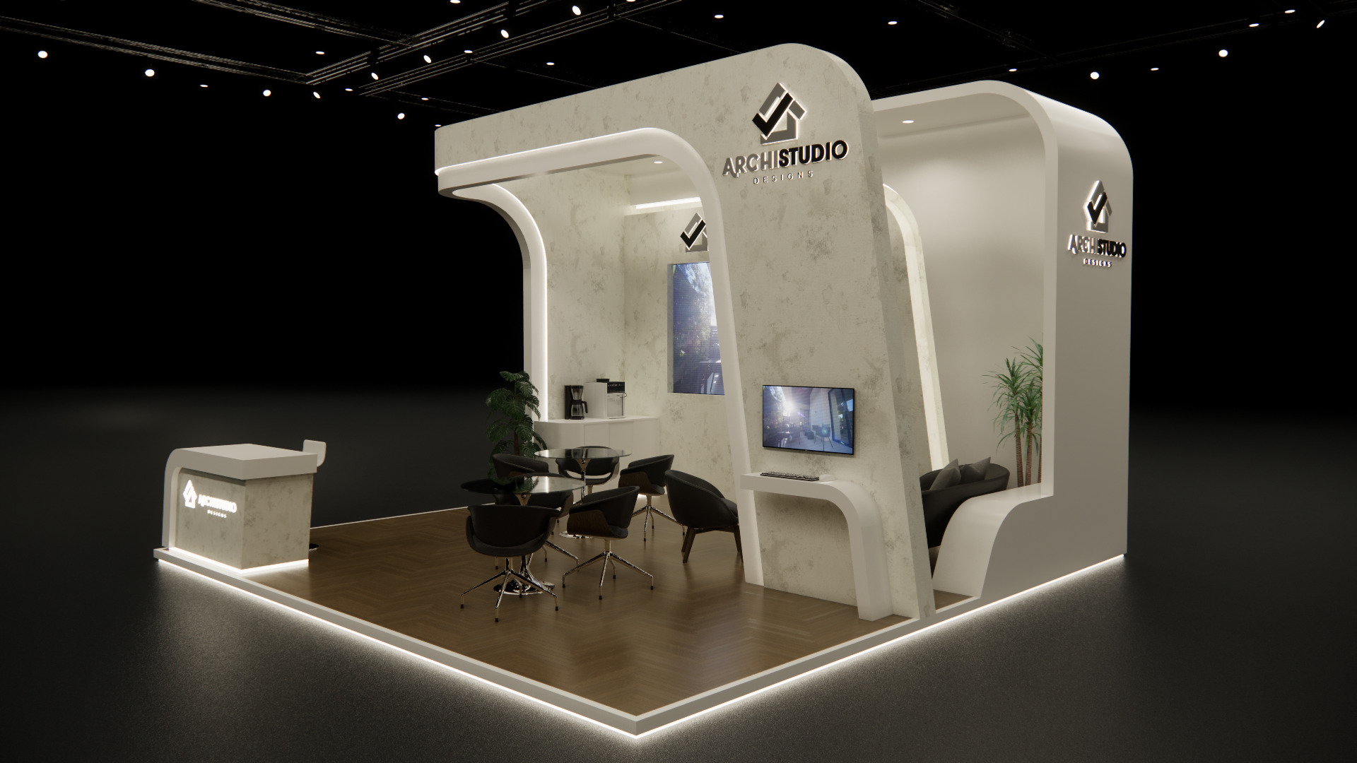 Exhibition booth design 6m x 6m 3D model 3D model_1