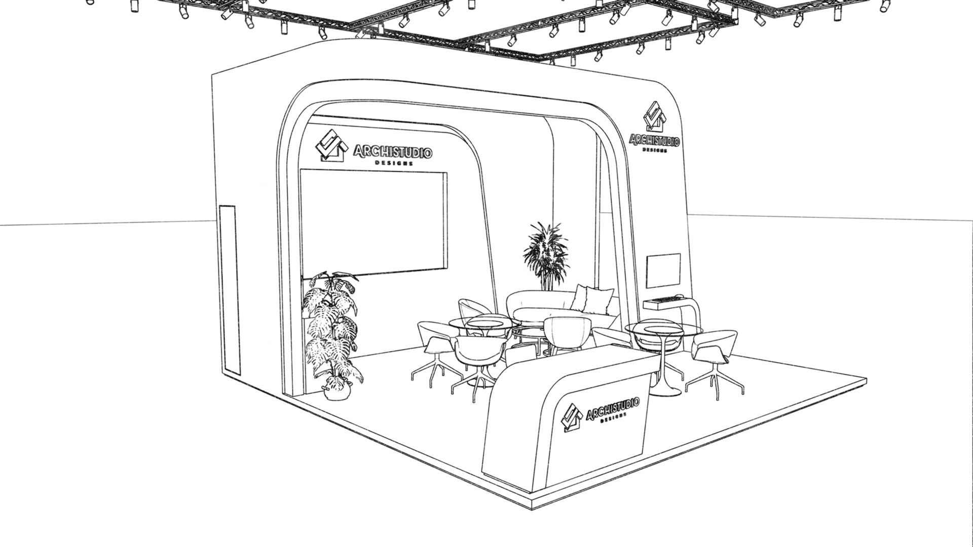 Exhibition booth design 6m x 6m 3D model 3D model_19