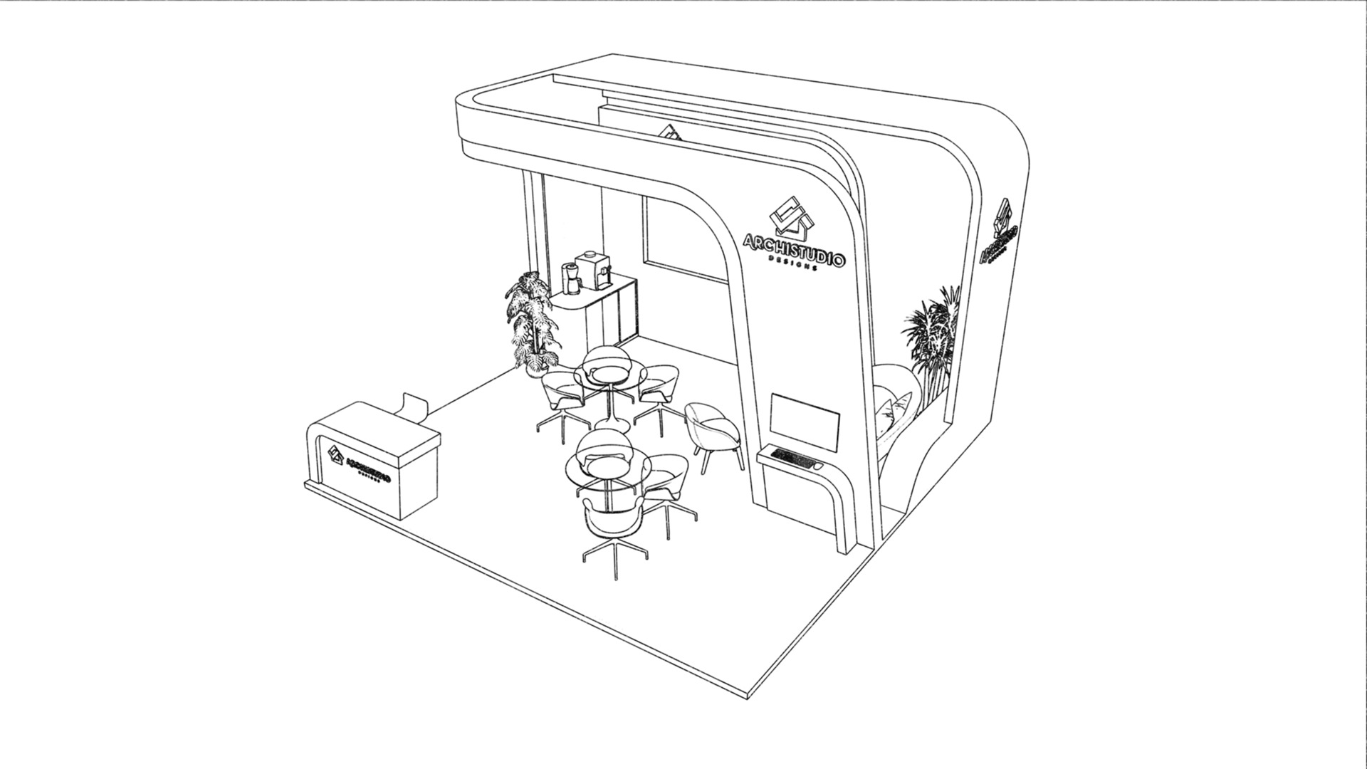 Exhibition booth design 6m x 6m 3D model 3D model_20