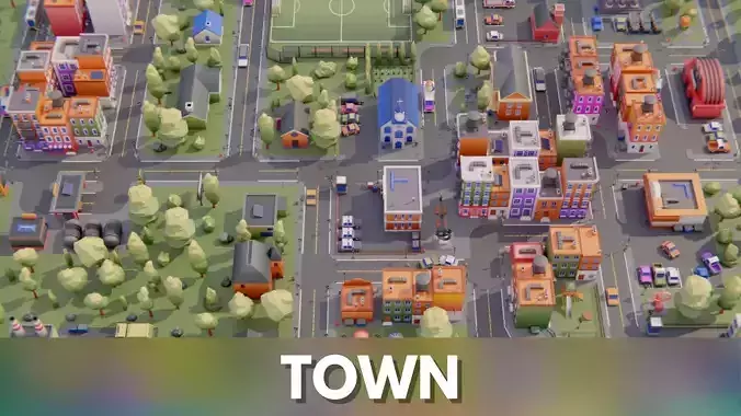 Low Poly Town Asset Pack Low-poly 3D model
