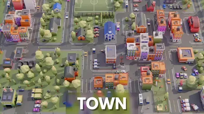 Low Poly Town Asset Pack Low-poly 3D model