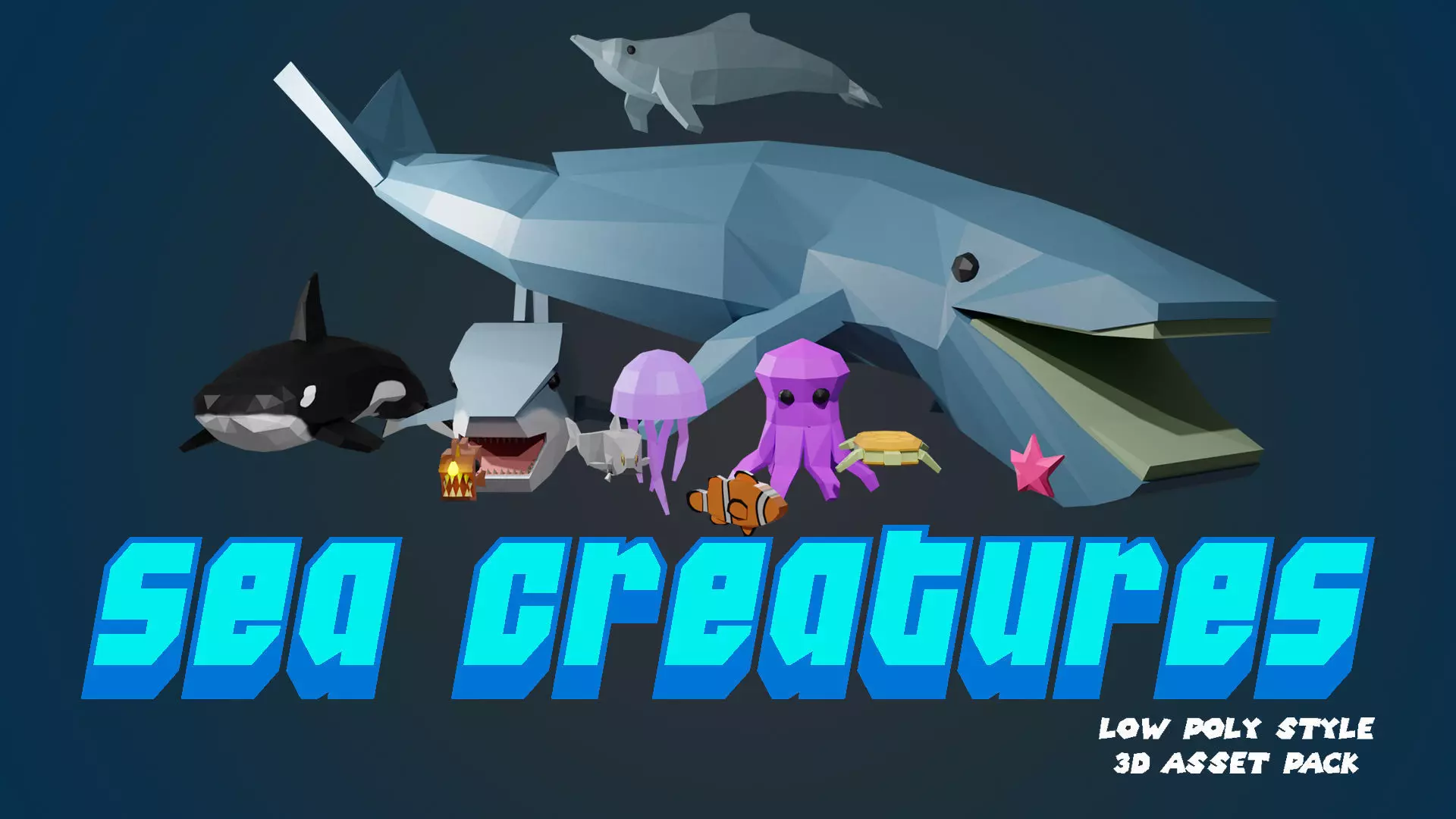 Low Poly 3D Assets - Sea Creatures Low-poly 3D model