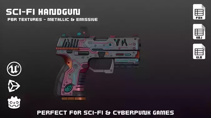 Sci-Fi Handgun 3D Model Game Ready
