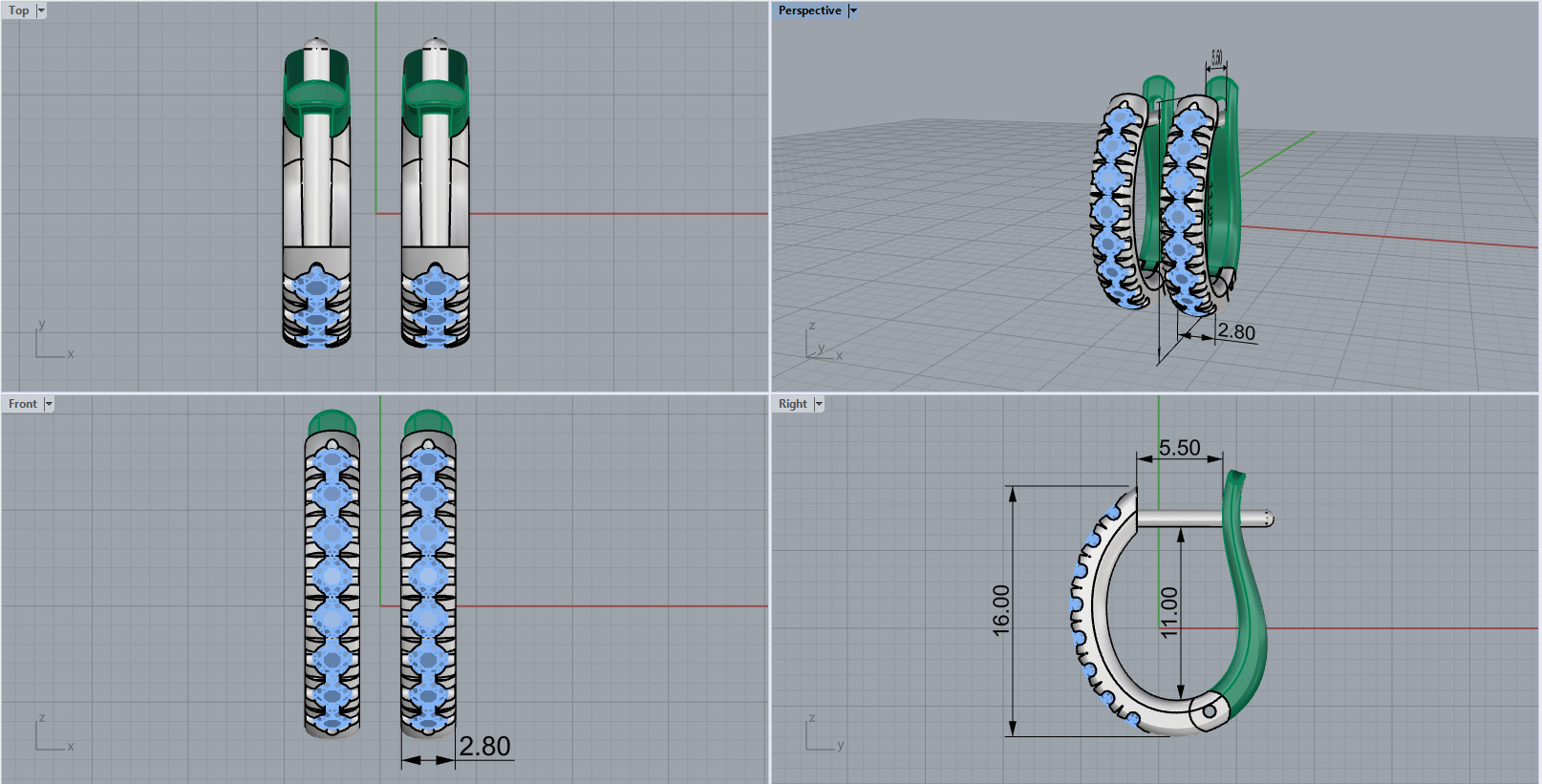 Simple nice earring model 786 3D print model_3