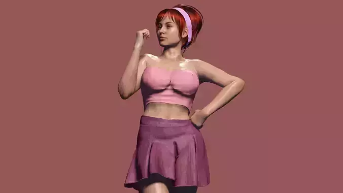 Topless Cute Girl Low-poly 3D model