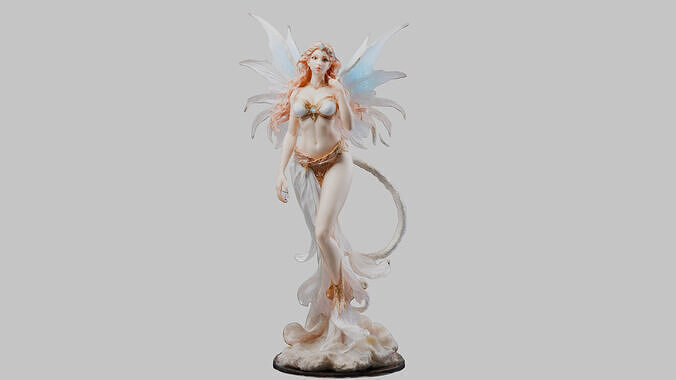 3D Goddess Model Vintage Victorian Fantasy Statue sculpture Low-poly 3D model