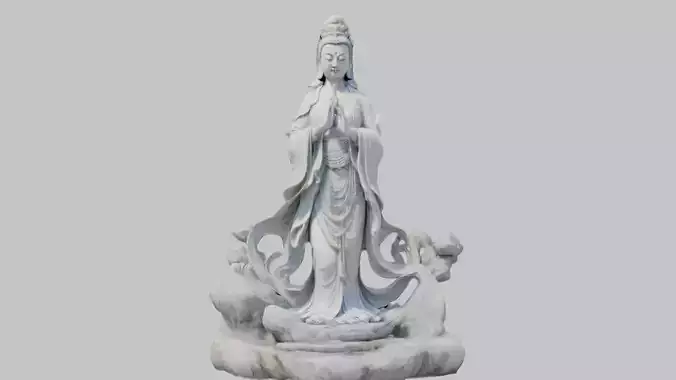 Guanyin Statue Chinese Goddess of Mercy 3D Model
