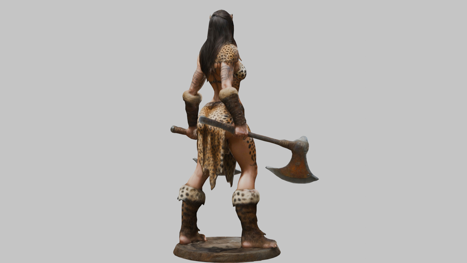 Female Warrior Goddess with Axe 3D Model Low-poly 3D model_13