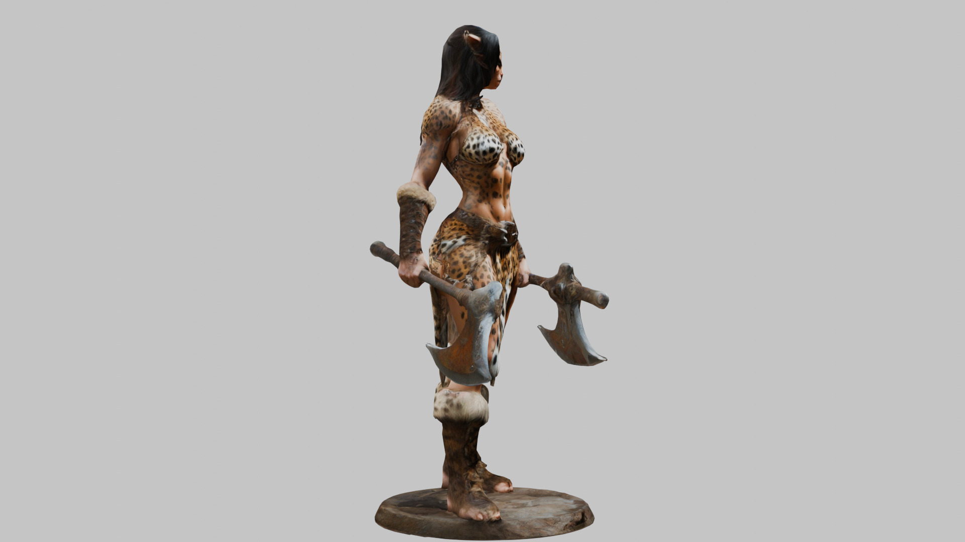 Female Warrior Goddess with Axe 3D Model Low-poly 3D model_10
