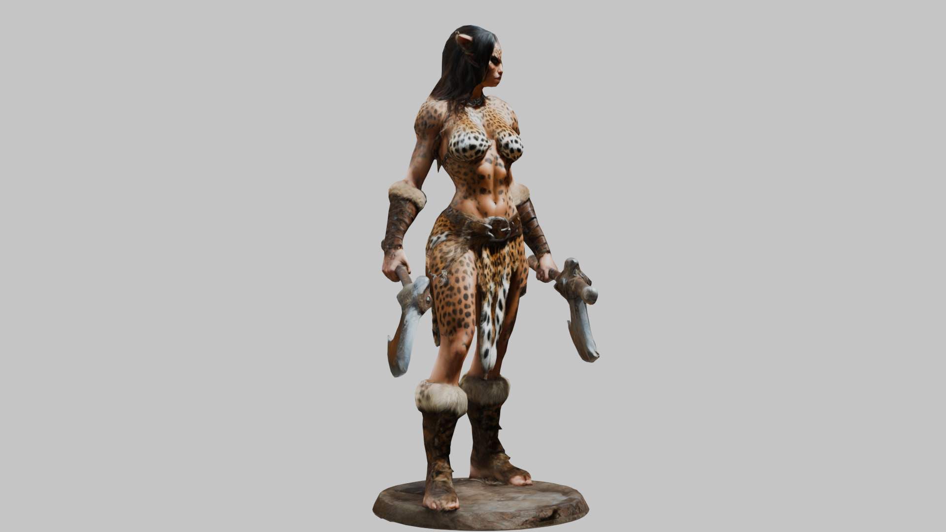Female Warrior Goddess with Axe 3D Model Low-poly 3D model_9