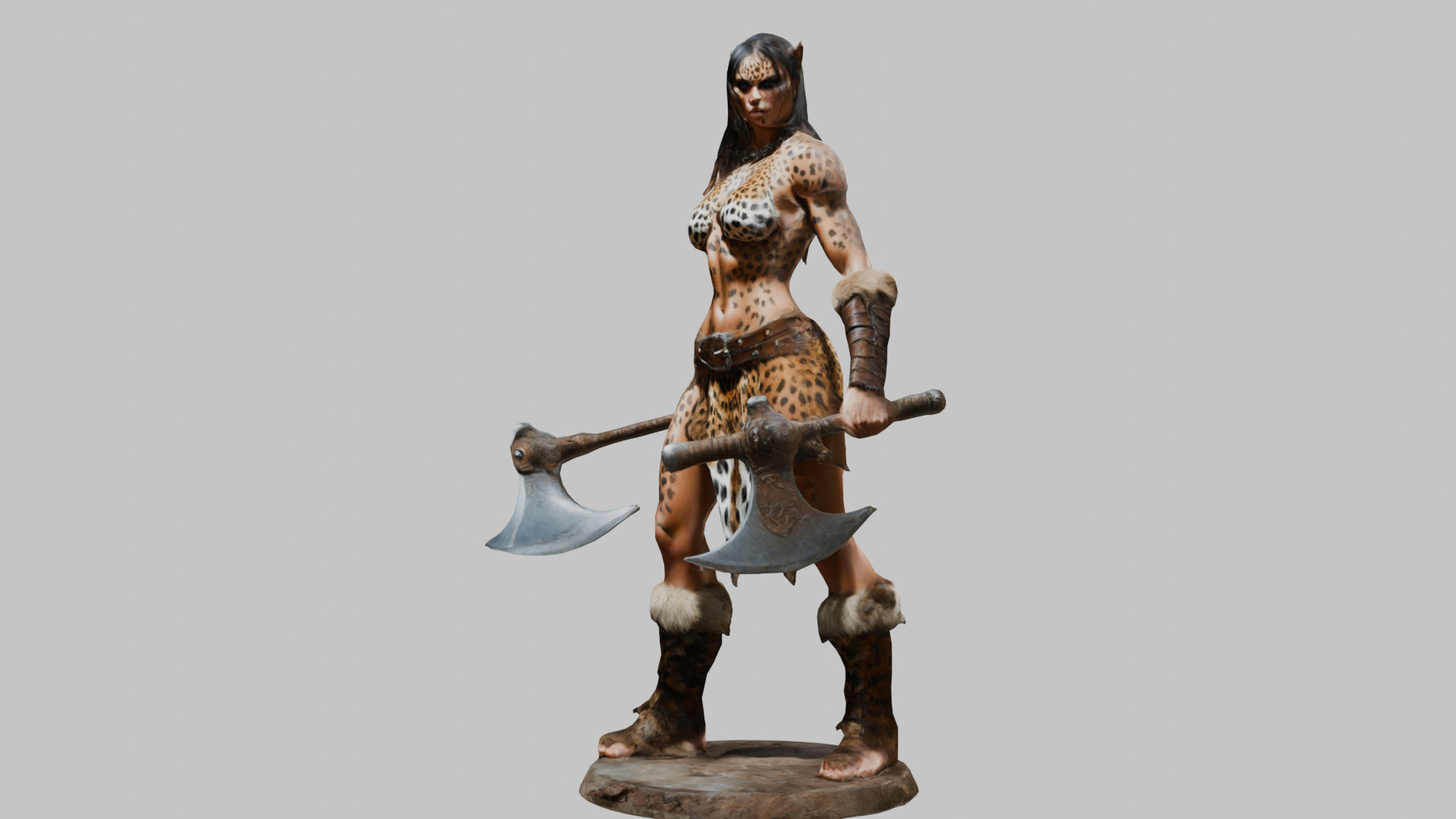 Female Warrior Goddess with Axe 3D Model Low-poly 3D model_6