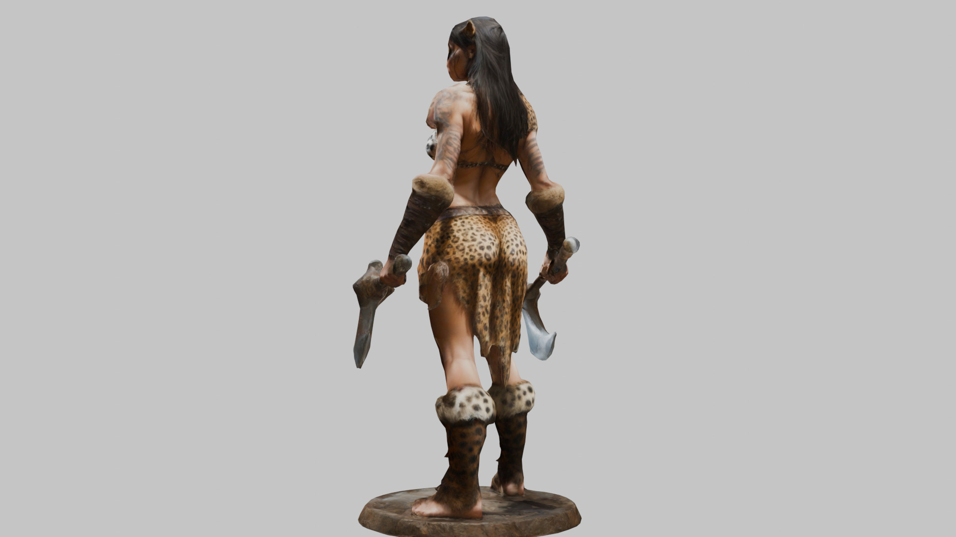 Female Warrior Goddess with Axe 3D Model Low-poly 3D model_2