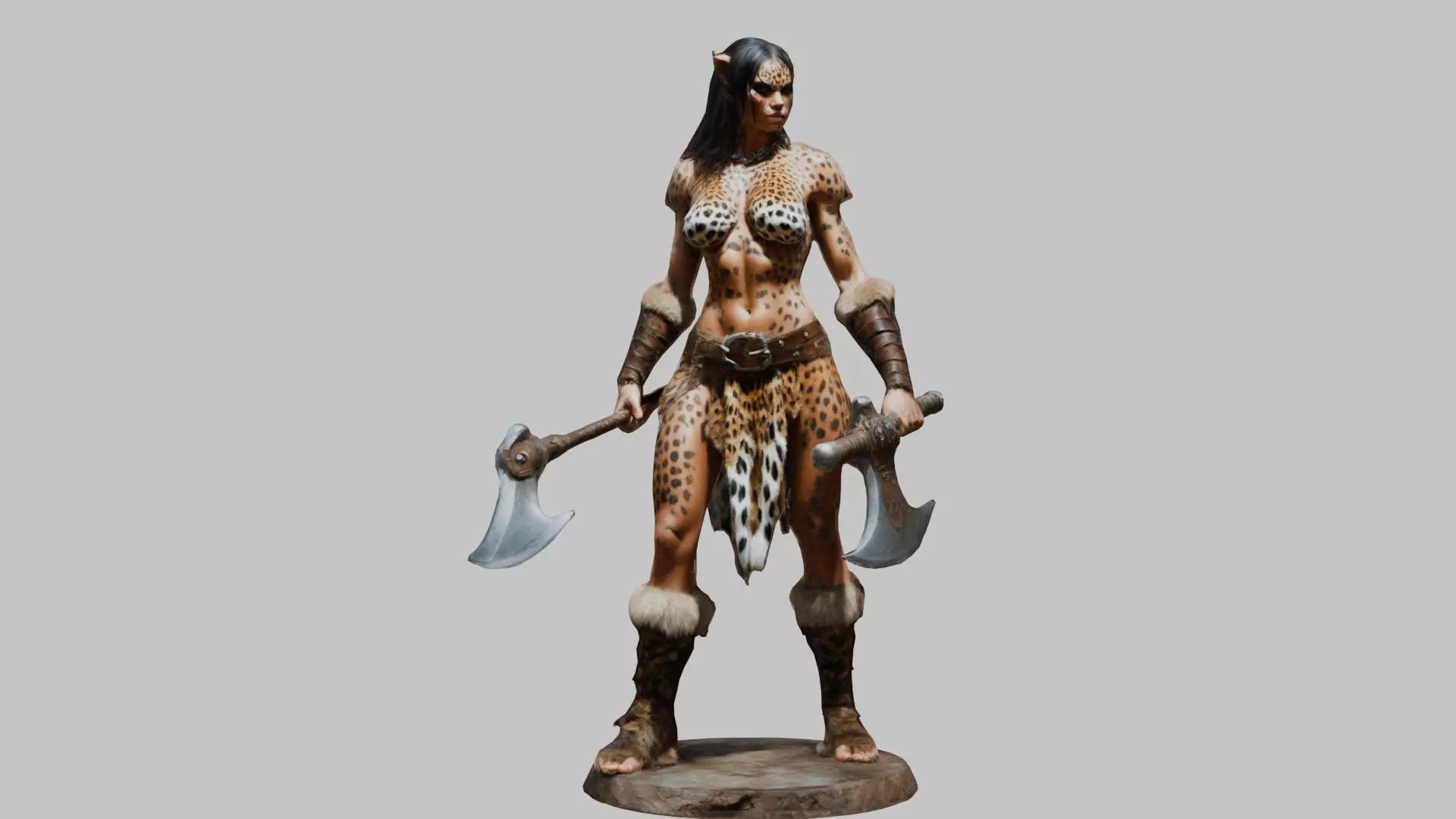 Female Warrior Goddess with Axe 3D Model Low-poly 3D model_0