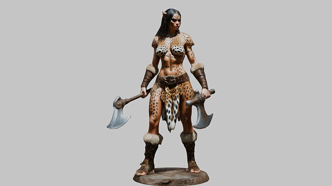 Female Warrior Goddess with Axe 3D Model Low-poly 3D model