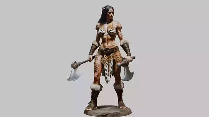 Female Warrior Goddess with Axe 3D Model Low-poly 3D model Female Warrior Goddess with Axe 3D Model Low-poly 3D model