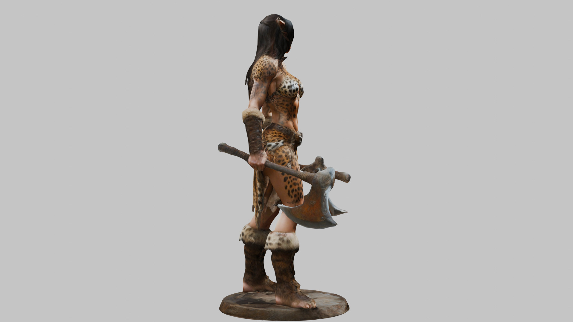 Female Warrior Goddess with Axe 3D Model Low-poly 3D model_11
