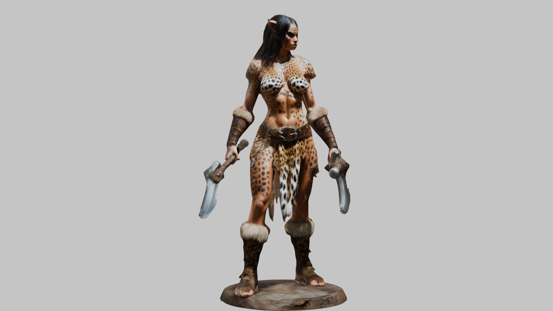 Female Warrior Goddess with Axe 3D Model Low-poly 3D model_8