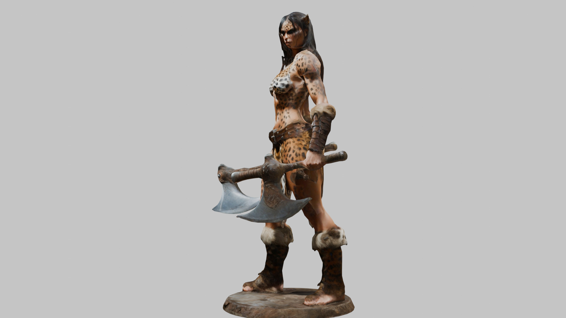 Female Warrior Goddess with Axe 3D Model Low-poly 3D model_5