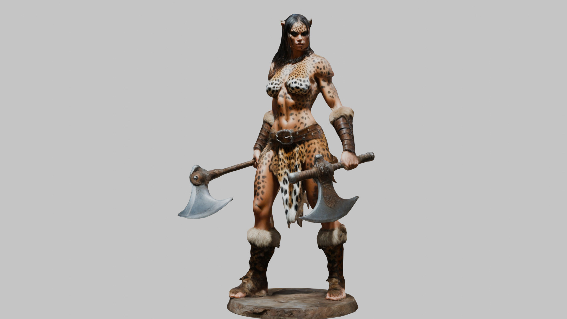 Female Warrior Goddess with Axe 3D Model Low-poly 3D model_7