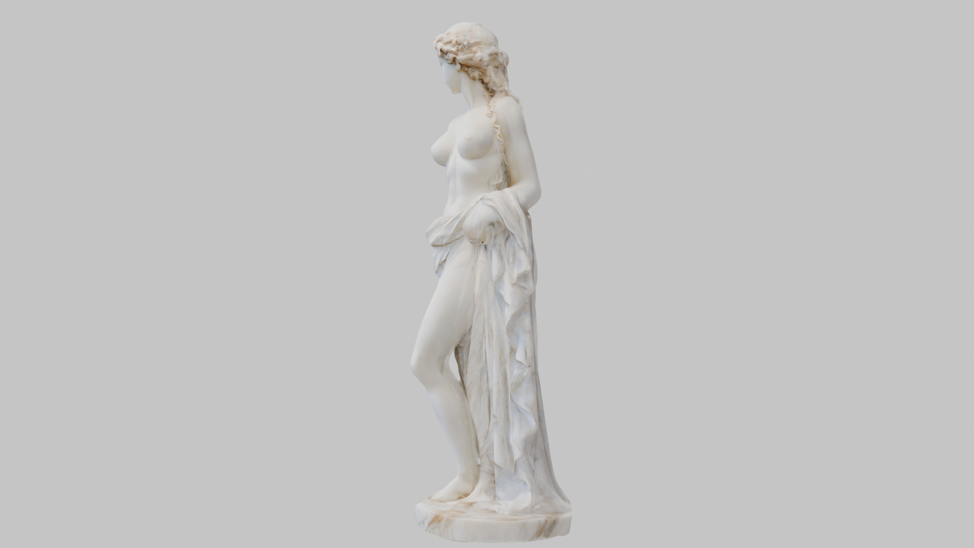 Vintage Marble Statue Figure Roman Goddess Low-poly 3D model_5