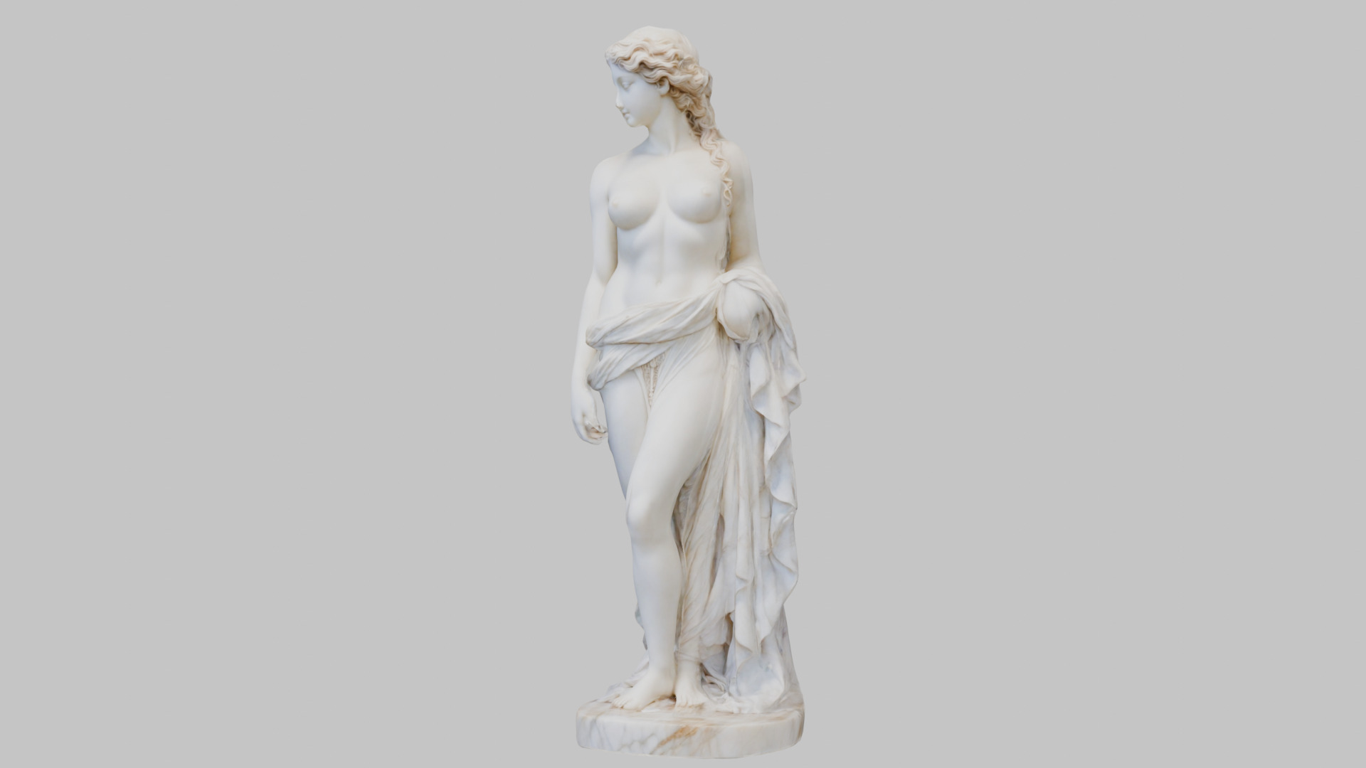 Vintage Marble Statue Figure Roman Goddess Low-poly 3D model_7