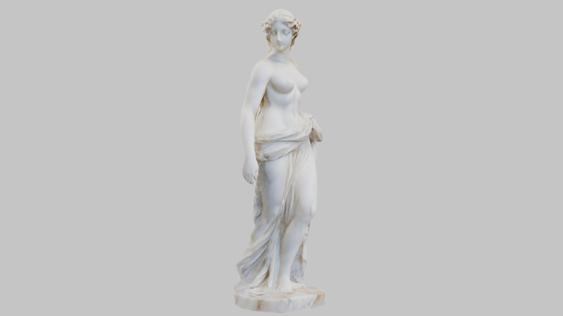 Vintage Marble Statue Figure Roman Goddess Low-poly 3D model_9