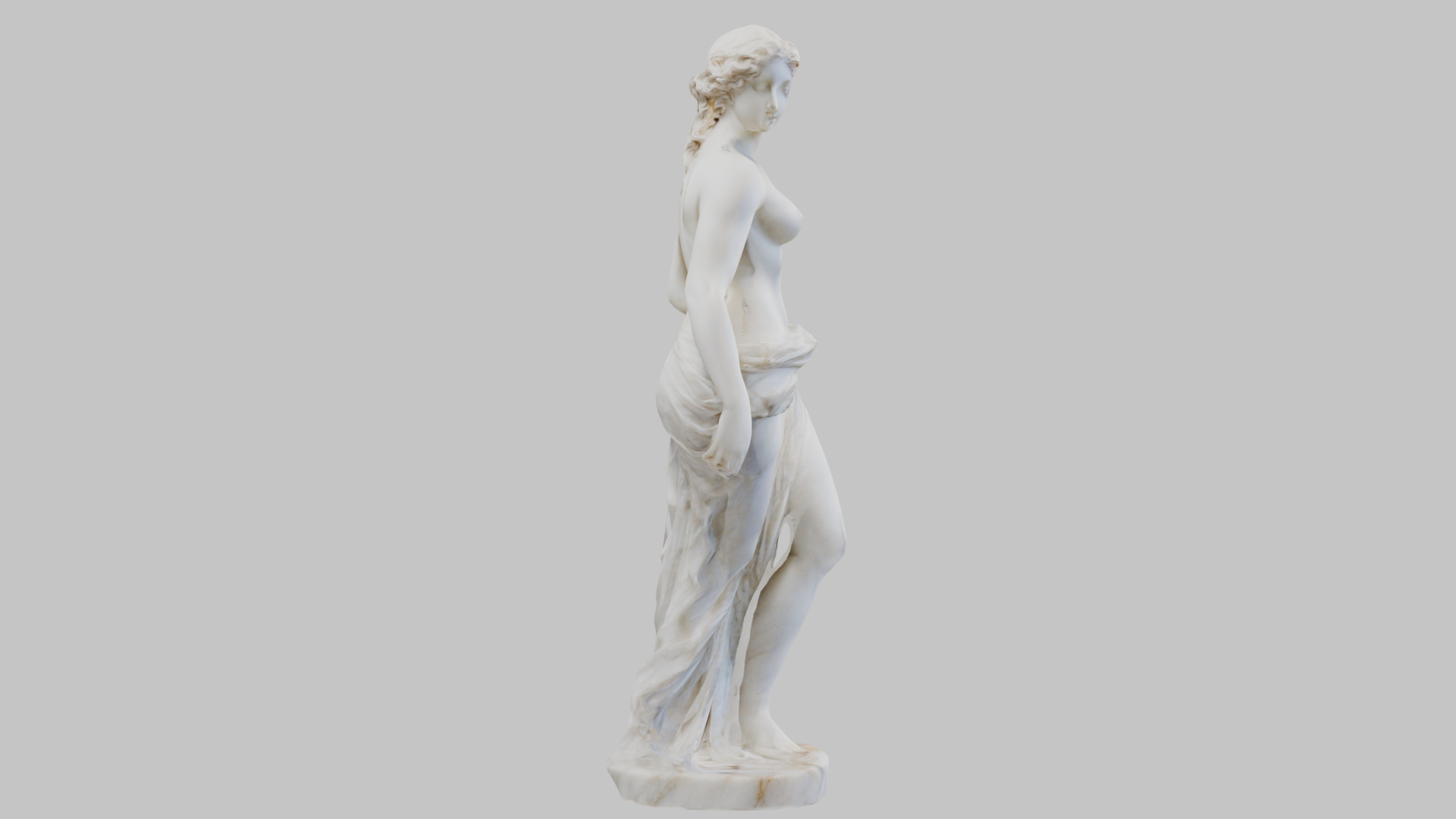 Vintage Marble Statue Figure Roman Goddess Low-poly 3D model_11